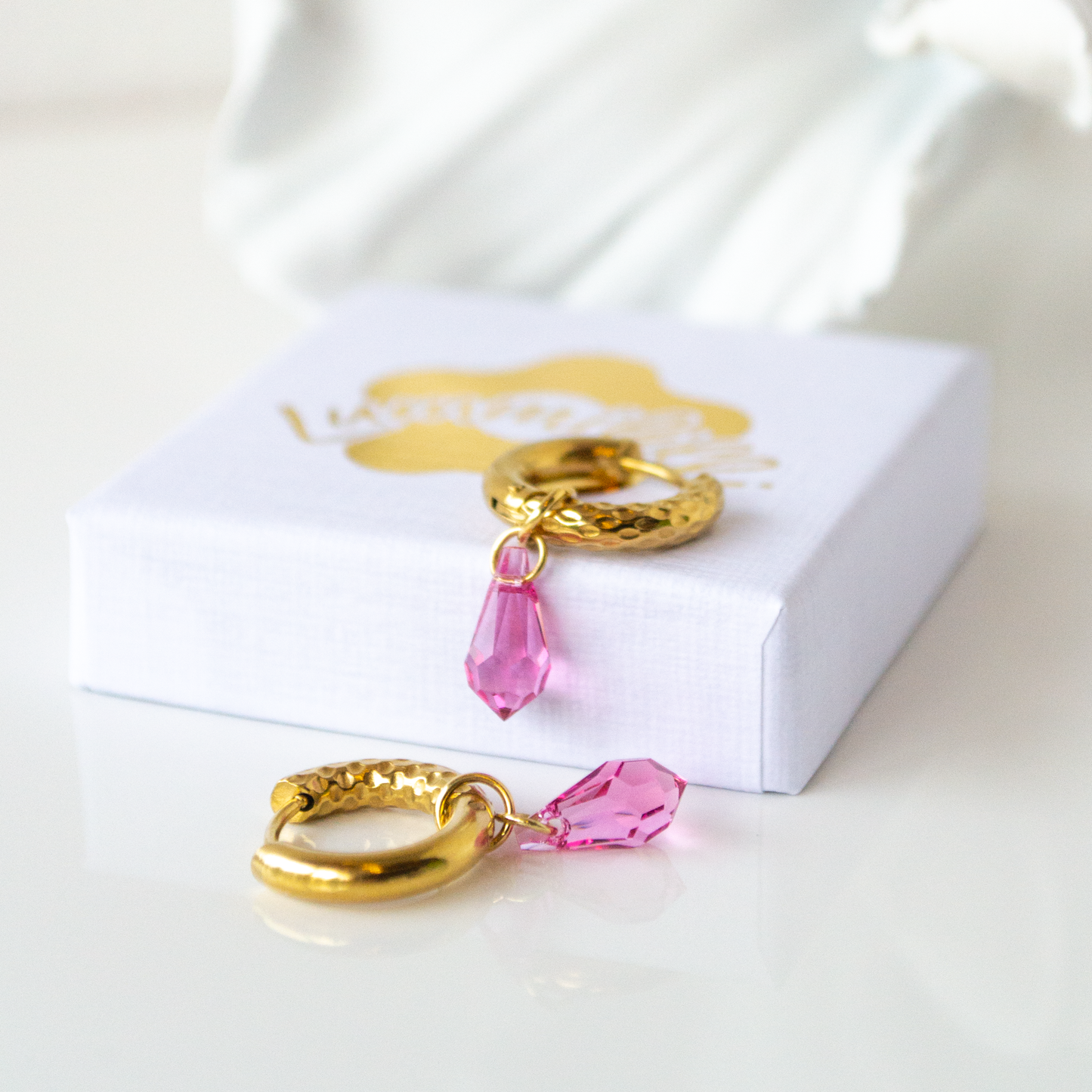 Pink Drop Hoops- SAMPLE