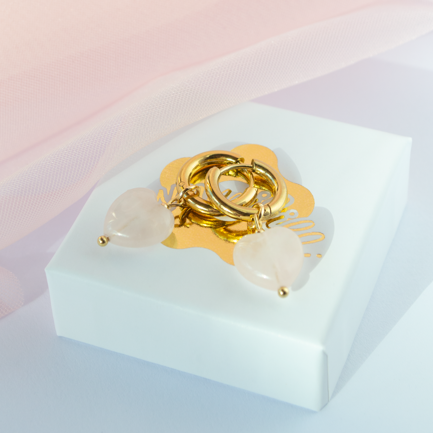 Heart Hoops- Ruusukvartsi