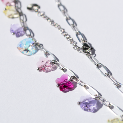 Crystal Charm Necklace- steel