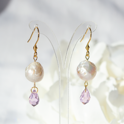 Pearl Crystal Drop- pink