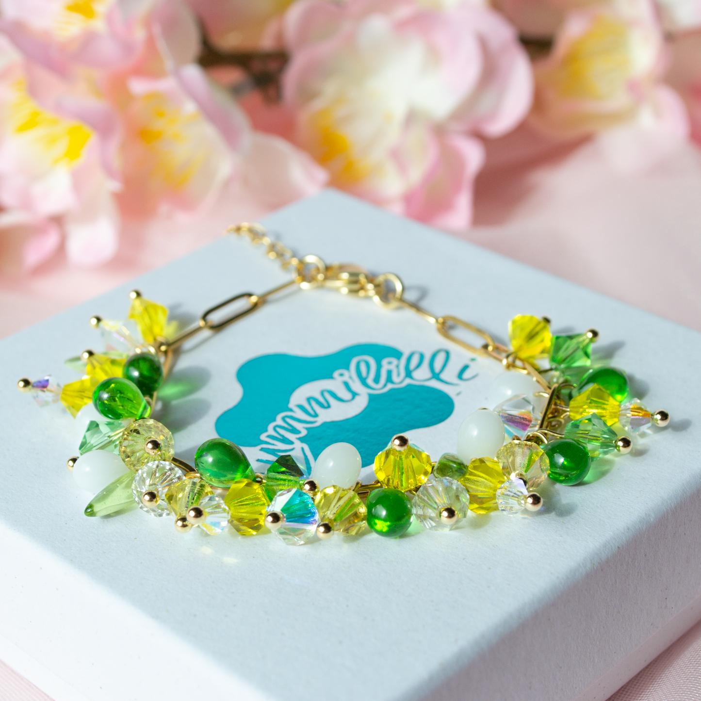 Crystal Floral Bracelet- yellow