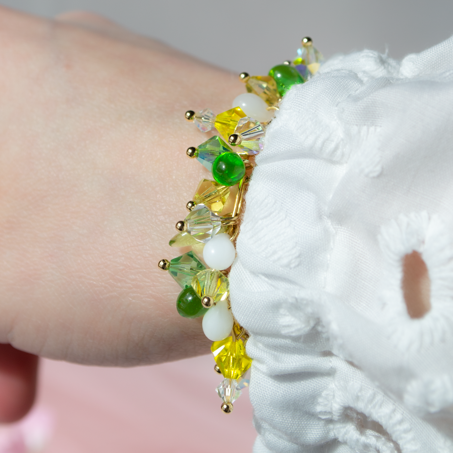 Crystal Floral Bracelet- yellow