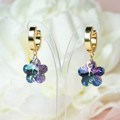 Crystal Flower Hoops