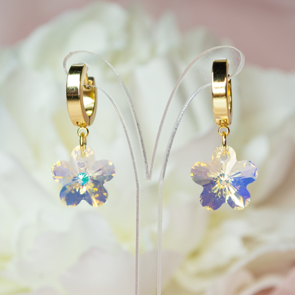 Crystal Flower Hoops