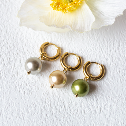 Mini Pearl Hoops- golden