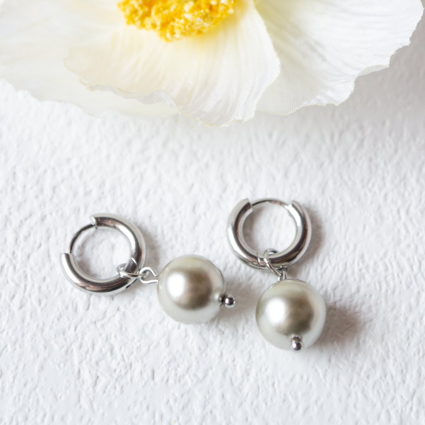 Mini Pearl Hoops- steel