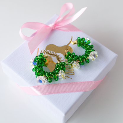 Crystal Daisy Hoops- aurora/vihreä