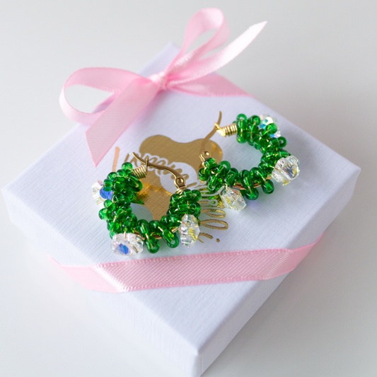 Crystal Daisy Hoops- aurora/vihreä