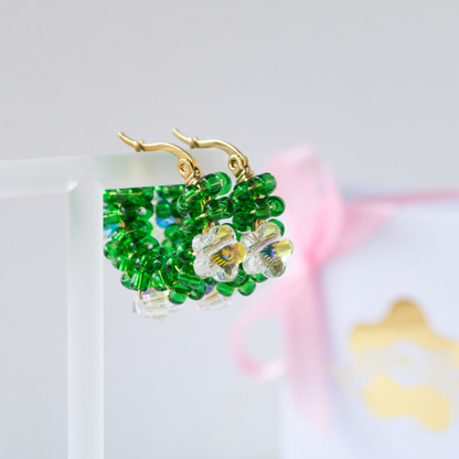 Crystal Daisy Hoops- aurora/vihreä
