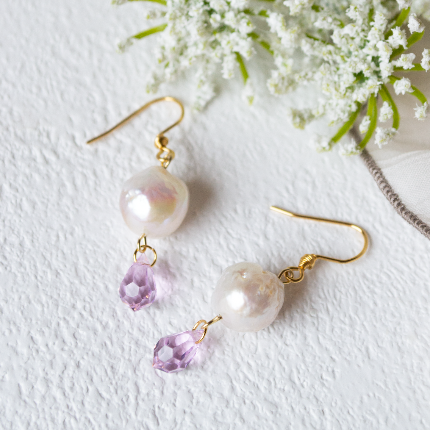 Pearl Crystal Drop- pink