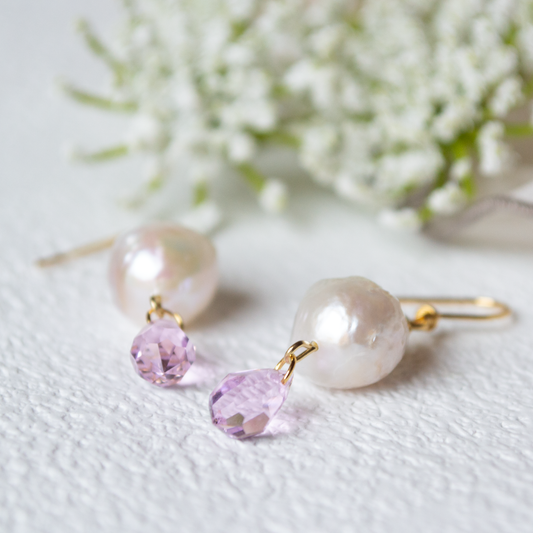 Pearl Crystal Drop- pink