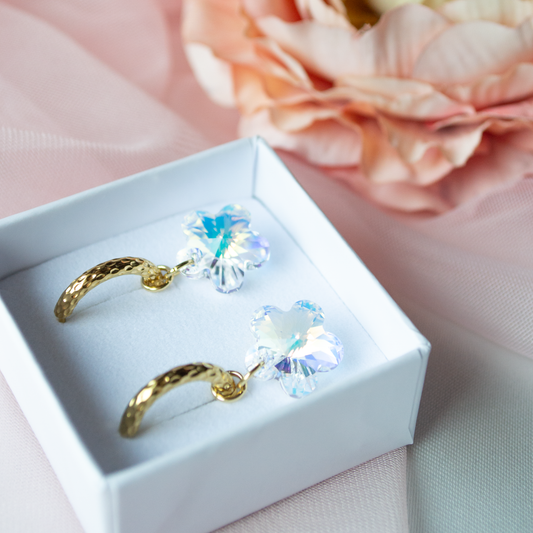 Crystal Flower Hoops