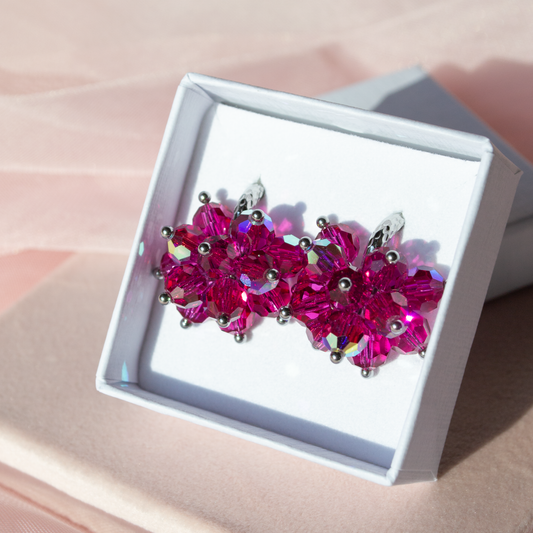 Crystal Pom Pom- fuchsia, steel