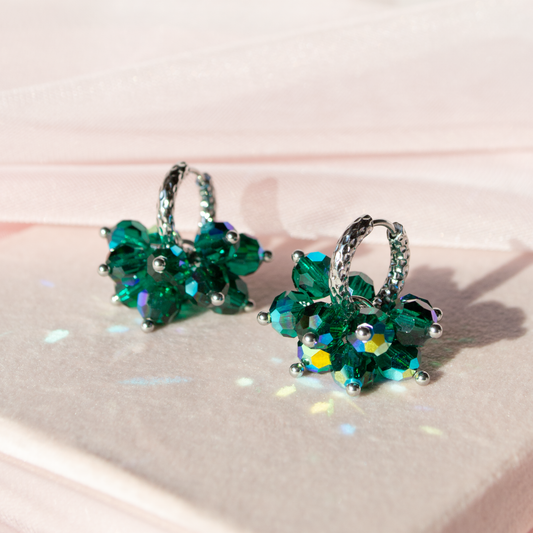 Crystal Pom Pom- emerald, steel