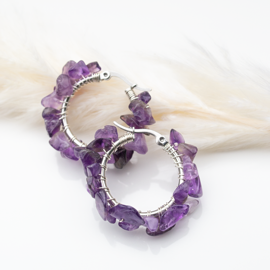 Amethyst Hoops